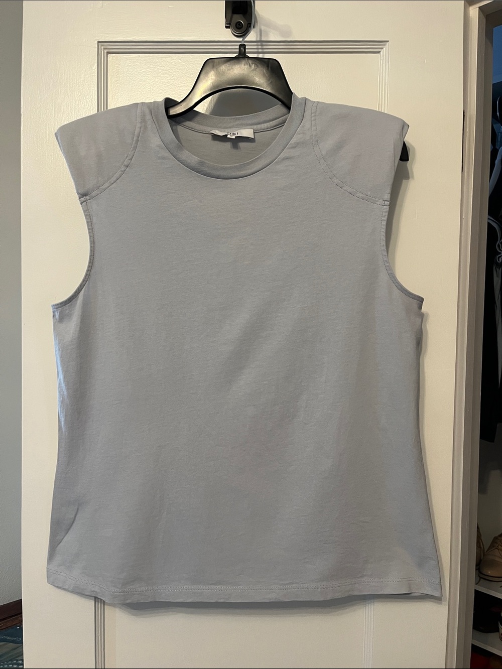 Tibi Padded Shoulder Sleeveless T-Shirt - M